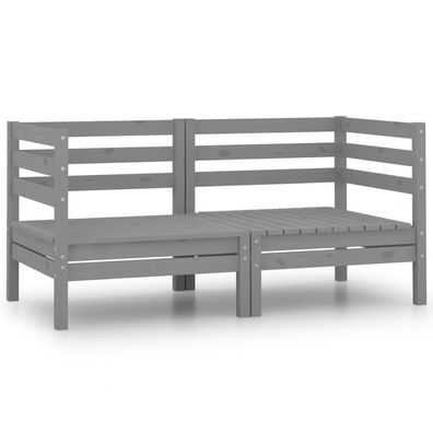 2-Sitzer Gartensofa aus Grauem Kiefernholz 63,5 x 62,5 x 63,5 cm