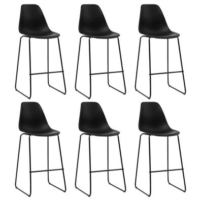 6er Set Barhocker aus Kunststoff 48 x 112,5 x 57 cm Schwarz