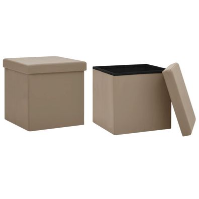 2er Set Hocker mit Stauraum aus PVC 38 x 38 x 38 cm Cappuccino-Braun