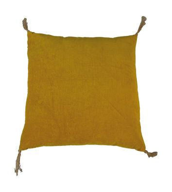 Dekokissen aus Baumwolle und Samt in Senfgelb 45 x 45 cm
