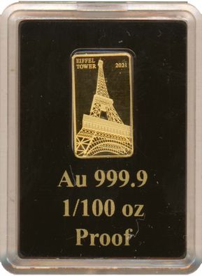 Fidschi 5 Dollars 2021 PP Eiffelturm 1/100 Unze Gold