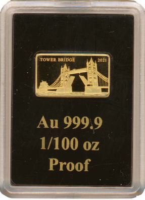 Fidschi 5 Dollars 2021 PP Tower Bridge 1/100 Unze Gold