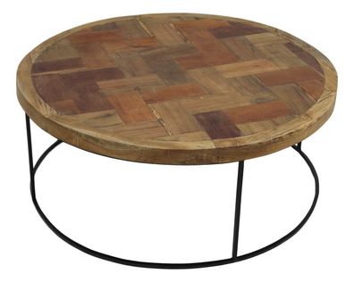 Couchtisch Mosaik 80 x 33 x 80 cm aus Teak und Eisen