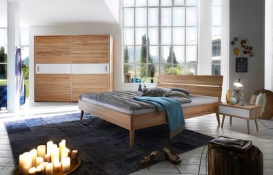Bett Greve 180x200 cm Kernbuche massiv mit Kopfteil und Holzbeinen