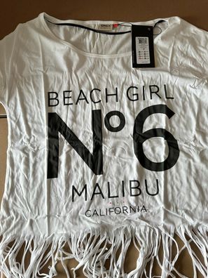 Only Shirt beachgirl Malibu top bauchfrei fransen M modern California jung cool