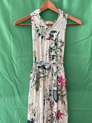 Langes Kleid Mit Blumenmuster V-Ausschnitt Frühling Sommer Urlaub leicht Gr. S