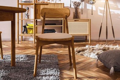 Esszimmerstuhl Zola aus Wildeiche massiv und Stoff 47x80 cm