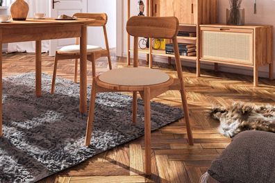 Esszimmerstuhl Zola aus Kernbuche massiv und Stoff 47x80 cm