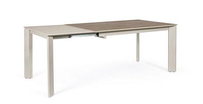 Ausziehtisch Briva 140-200 x 76 x 90 cm Stahl und Keramik Grau, Taupe