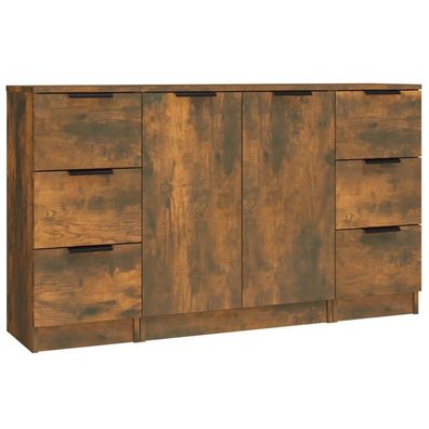 Sideboard mit Schubladen und Türen Räuchereiche Holzwerkstoff