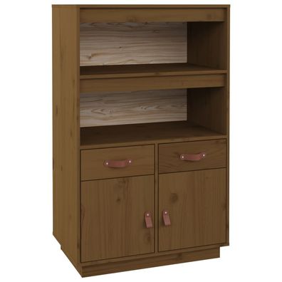 Highboard Honigbraun 67x40x108,5 cm Kiefer mit Schublade, Fächer und Türen