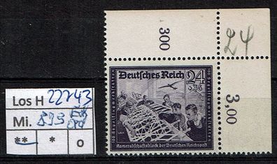 Los H22743: Deutsches Reich Mi. 893 * * Eclkrand oben rechts