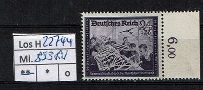 Los H22744: Deutsches Reich Mi. 893 * * Rand rechts