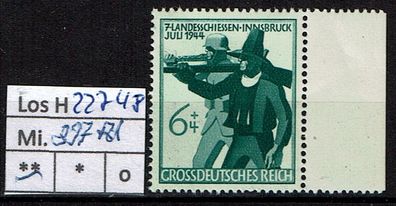 Los H22748: Deutsches Reich Mi. 897 * * Rand rechts