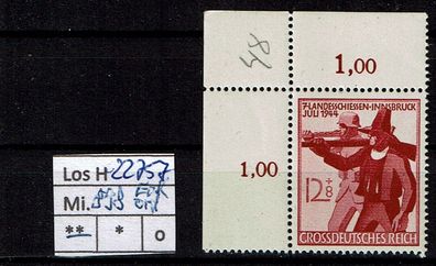 Los H22757: Deutsches Reich Mi. 898 * * Eckrand oben links