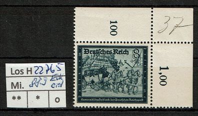 Los H22765: Deutsches Reich Mi. 889 * * Eckrand oben rechts