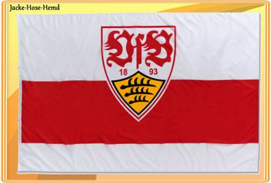 Hissflagge VfB Stuttgart Fahne Flagge Wappen Logo Rot Weiß Gr. 120x200cm NEU