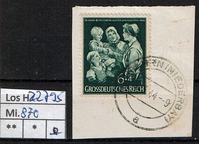 Los H22796: Deutsches Reich Mi. 872, gest. BST