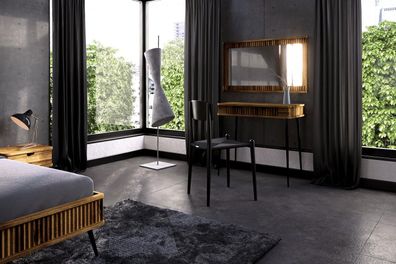 Schminktisch Tula aus Wildeiche massiv 90x46x84 mit 2 Schubladen und Riffelfront