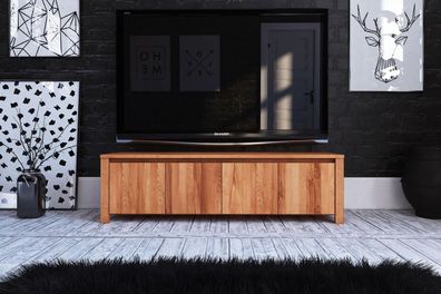 Kommode Tinci aus Kernbuche massiv 150x45x43 mit 4 Türen und Holzbeinen