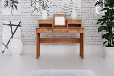 Schminktisch Bento aus Kernbuche massiv 115x45x113 mit 5 Schubladen und Spiegel