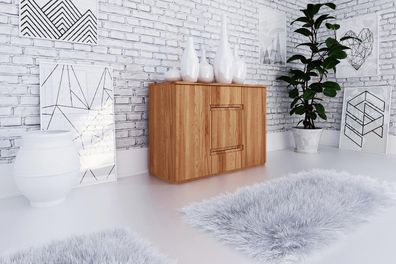 Kommode Bento aus Kernbuche massiv 111x45x83 cm mit 2 Türen und 3 Schubladen