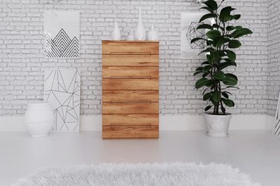 Kommode Bento aus Kernbuche massiv 75x45x129 cm mit 8 Schubladen