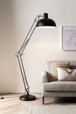 Stehlampe 34 x 92 x 173 cm im Industriellen Stil Schwarz glänzend verstellbar