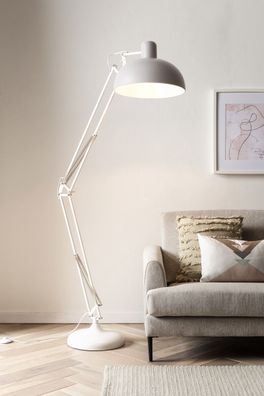 Stehlampe 34 x 92 x 173 cm im Industriellen Stil Weiß glänzend verstellbar