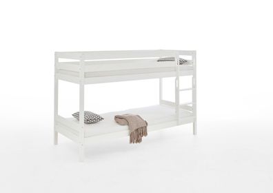 Etagenbett Lupo Buche Weiß massiv 90x200 cm mit Rollrosten