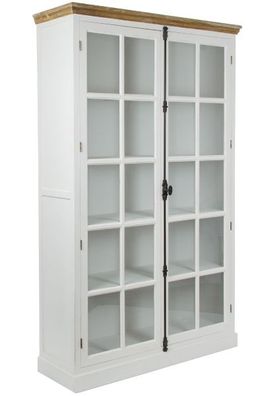 Vitrine Florence 138 x 44 x 222 cm Weiß 2-Türig mit Glaseinsatz und 5 Fächer