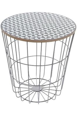 Beistelltisch Eugen 40 x 40 x 42 cm Metallkorb mit abnehmbarer MDF-Platte