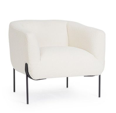 Polstersessel Claudine 78x74x73 cm Boucle-Optik in weiß mit Stahlgestell schwarz