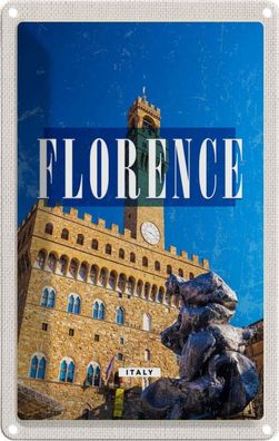 Blechschild 20x30 cm - Florence Italy Retro Uhrturm Toscana
