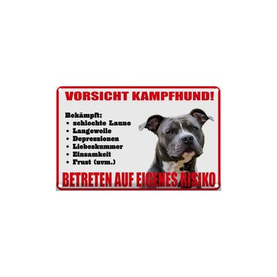 Blechschild 18x12 cm - Hund Vorsicht Kampfhund Risiko
