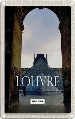 Blechschild 20x30 cm - Louvre Museum Reiseziel Architektur