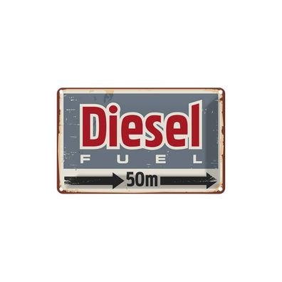 vianmo Blechschild 18x12 cm gewölbt Straßenschild Diesel fuel 50 m
