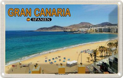 Blechschild 20x30 cm - Gran Canaria Spanien Playa de las Canteras
