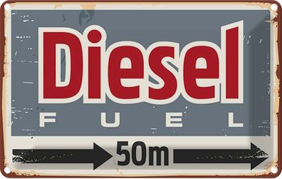 vianmo Blechschild 20x30 cm gewölbt Straßenschild Diesel fuel 50 m