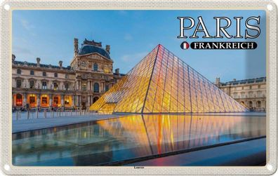 Blechschild 20x30 cm - Paris Frankreich Louvre Museum