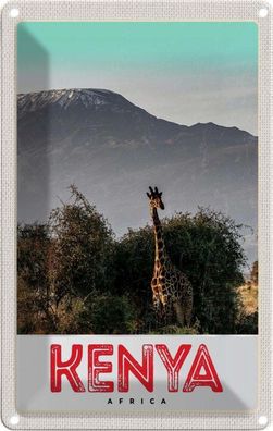 Blechschild 20x30 cm - Kenia Ostafrika Giraffe Wildnis Natur