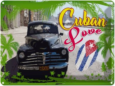 Blechschild 30x40 cm - Cuban Love Auto Fingerabdruck
