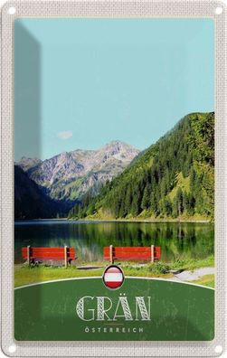 Blechschild 20x30 cm - Grän Österreich rote Bank Wälder Natur