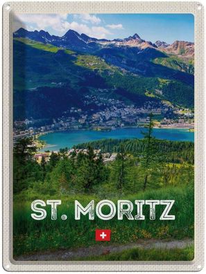 Blechschild 30x40 cm - St. Moritz Österreich Ausblich Reise