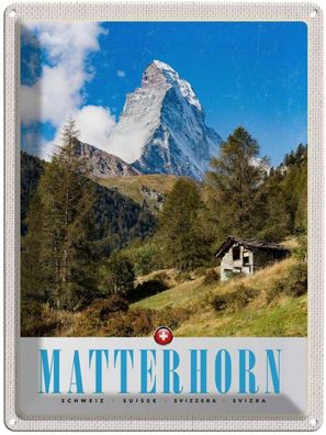 Blechschild 30x40 cm - Matterhorn Schweiz Wald Gebirge Schnee