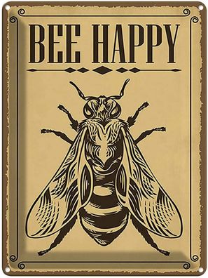 Blechschild 30x40 cm - Bee happy Biene Honig Imkerei