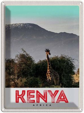 Blechschild 30x40 cm - Kenia Ostafrika Giraffe Wildnis Natur