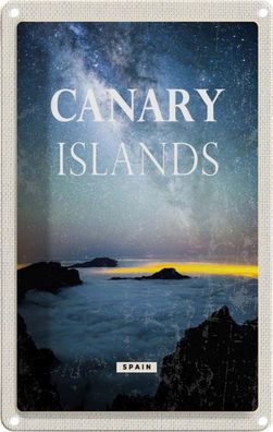 Blechschild 20x30 cm - Canary islands Spain Nacht Sterne