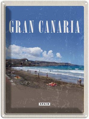 Blechschild 30x40 cm - Gran Canaria Spain Meer Strand Retro