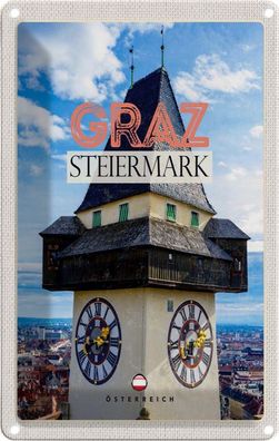 Blechschild 20x30 cm - Graz Steiermatk Kirche Ausblick Stadt